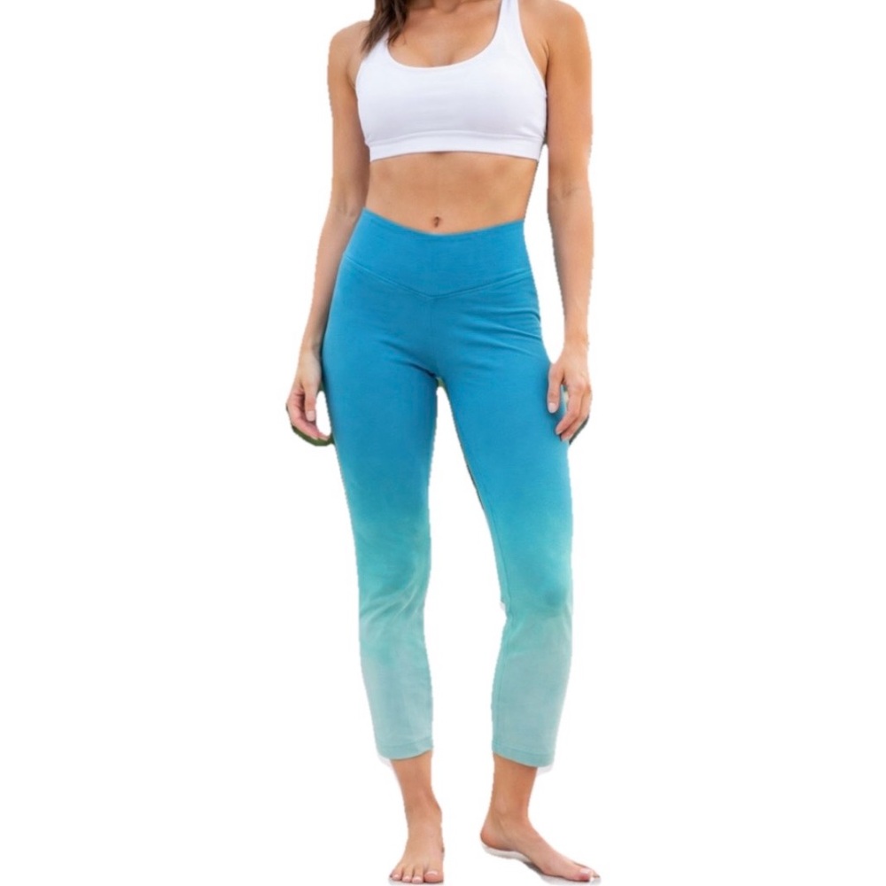 NUX Women’s Ombre Multi Blue Nylon Leggings Size Small